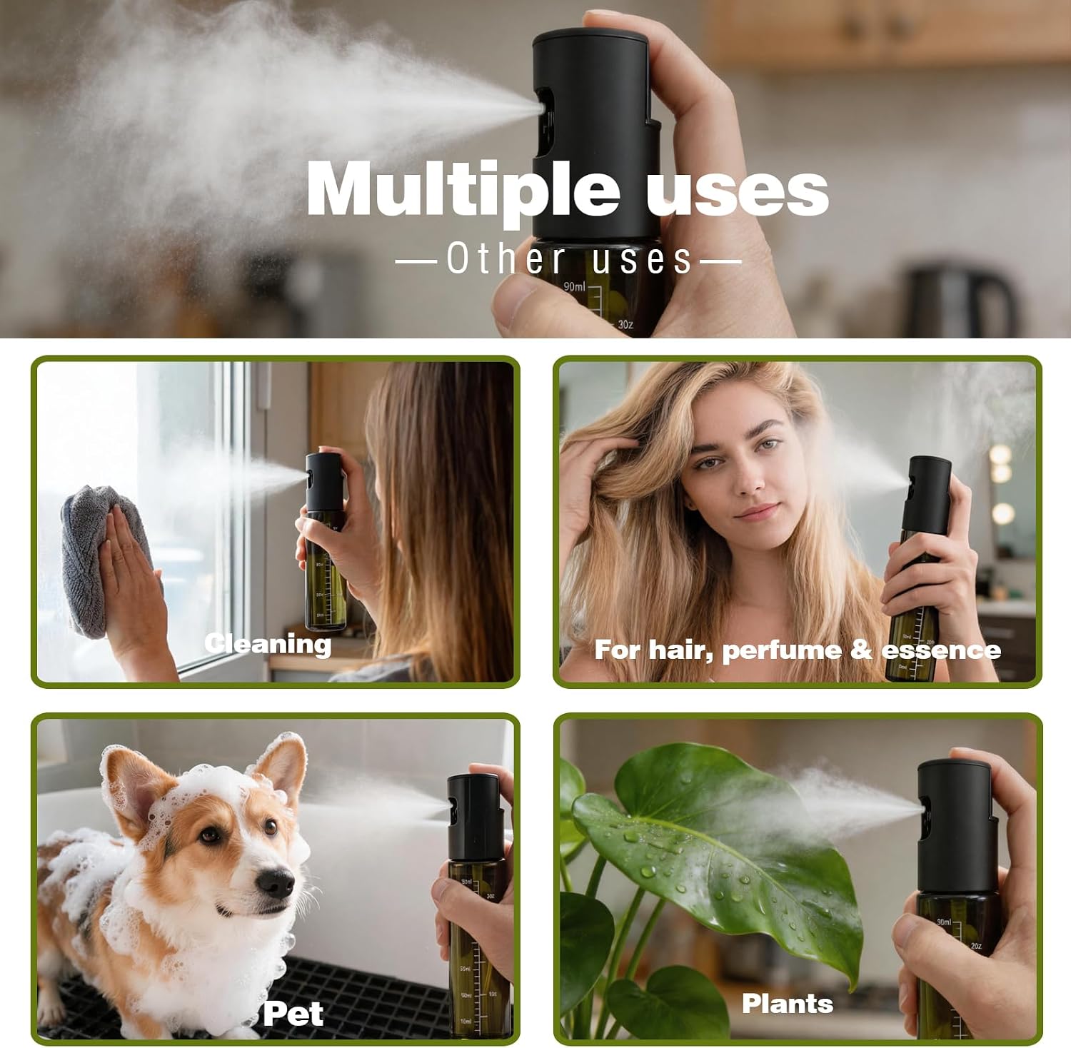 Oil Sprayer for Cooking, Light-Proof Olive Oil Sprayer Mister with Scale, 100ml Olive Oil Spray Bottle, Air Fryer Vegetable Vinegar Oil Portable Mini Kitchen Gadgets for Baking, Salad, Grilling, BBQ