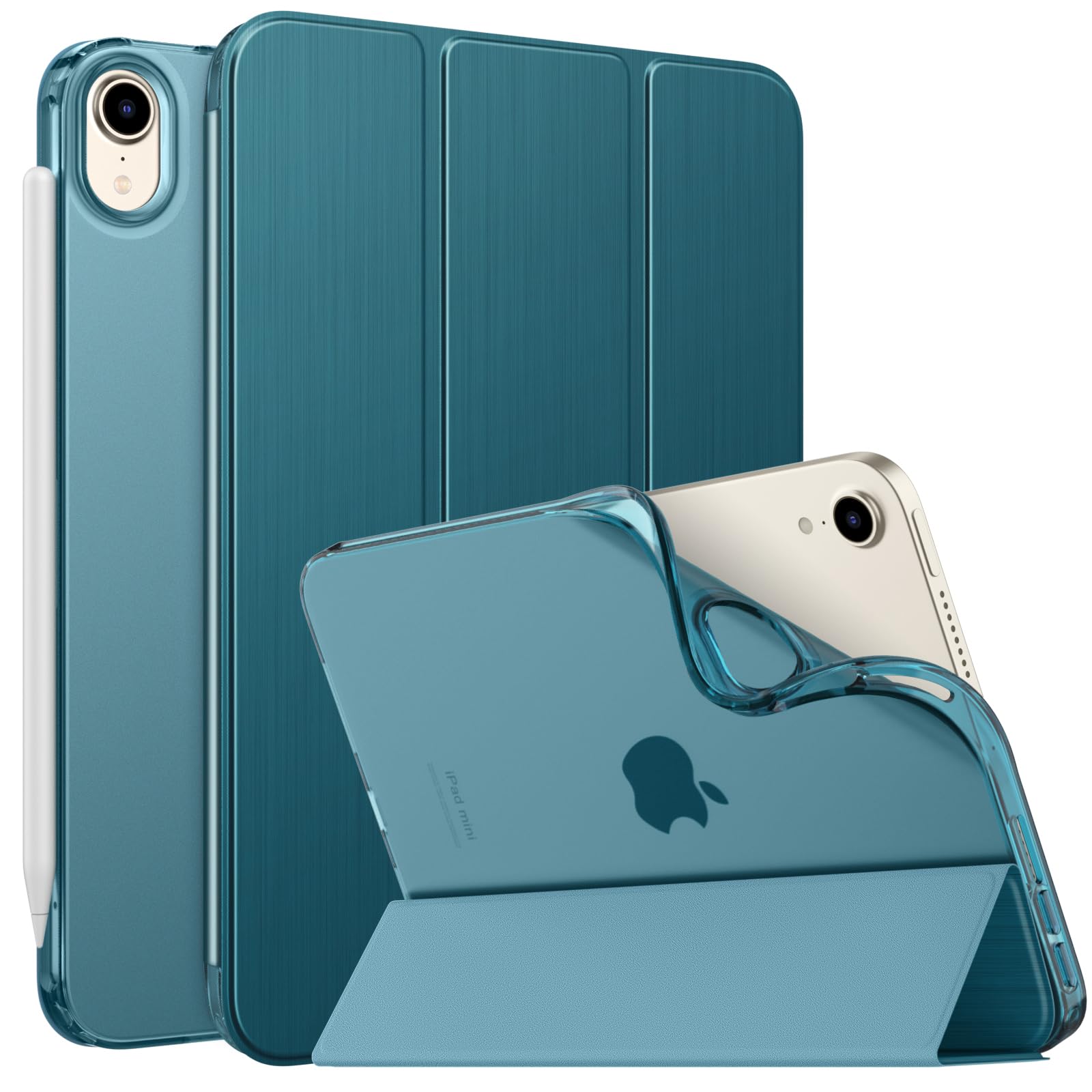 MoKo Hülle Kompatibel mit Neues iPad mini (A17 Pro) 2024, iPad mini 6.Generation Tasche 2021 (8,3-Zoll), Weiches TPU Transluzent Rückendeckel Schlankes Etui für iPad mini 7/6 Gen, Französisches Blau