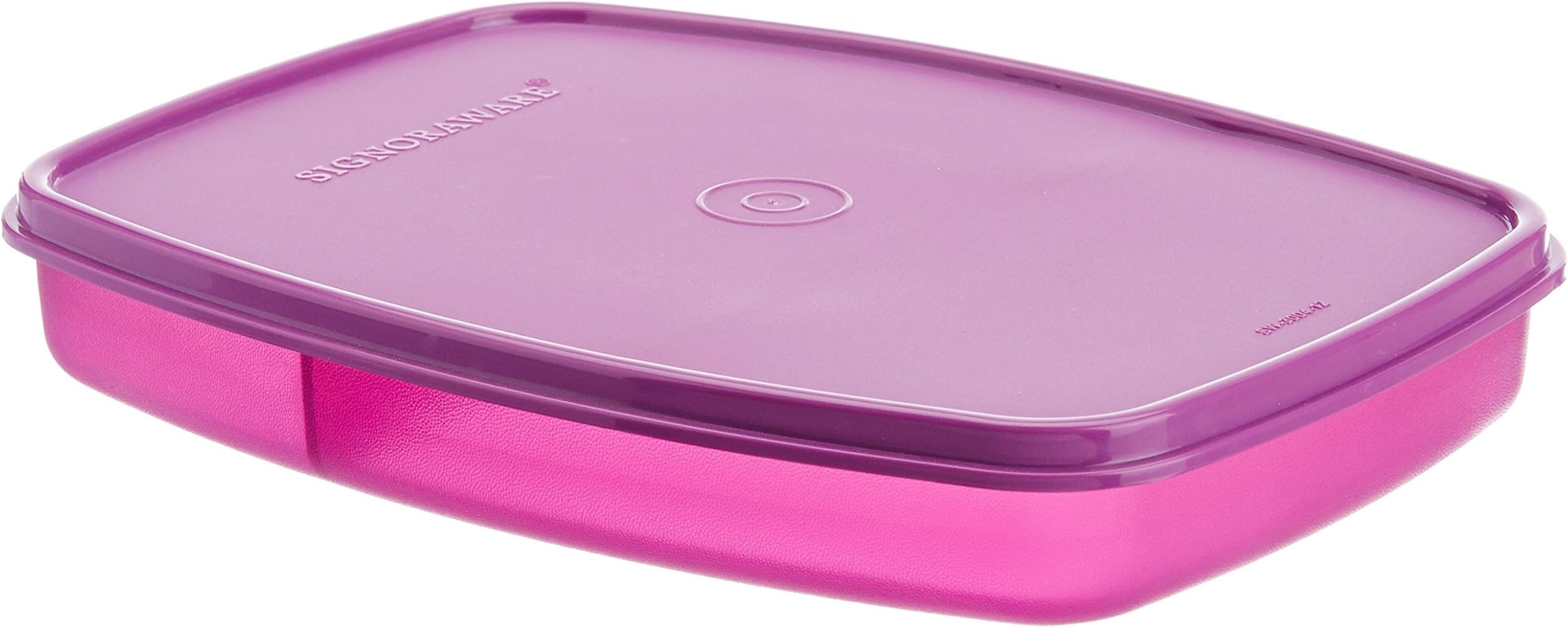 Signoraware Slim Compartment Lunch Box, Bpa Free Plastic, Microwave Safe Food Grade Tiffin Boxes for Office School, Leak Proof Air Tight Compact Dabba (610ml, Square, Purple, 2 Section Storage)