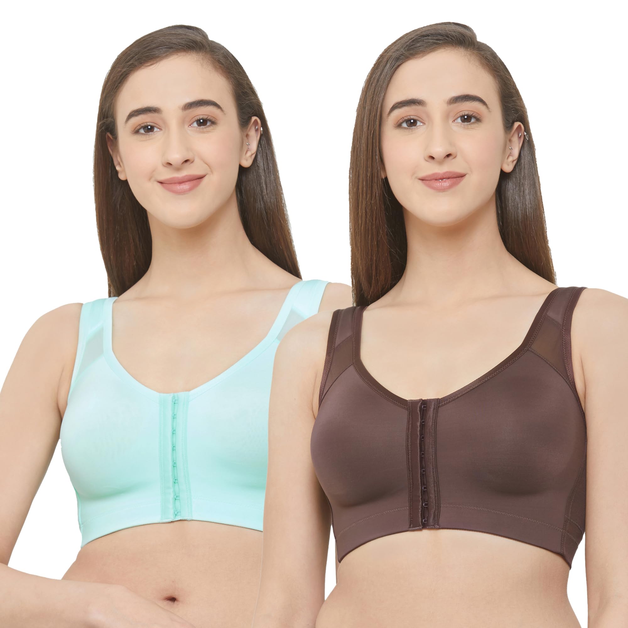 soie Women Front Closure Full Coverage Non Padded Non Wired Posture Correction Bra-picture-20