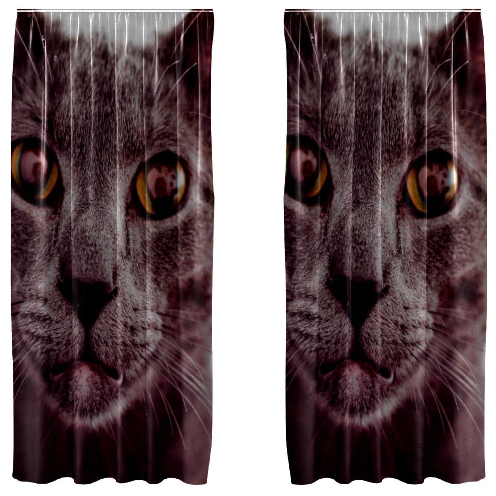 Cortinas de dormitorio de 55x84 pulgadas juego de 2 paneles con diseño gato