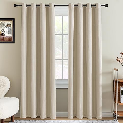Miniatura 47 de H.VERSAILTEX Cortina de lino para oscurecer la habitación para dormitorio/sala de estar, cortinas opacas extra anchas de 100 x 96 pulgadas