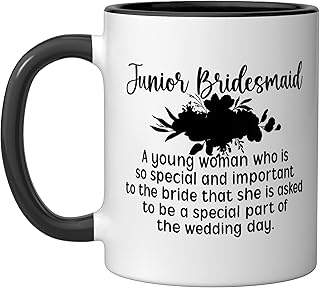 Junior Bridesmaid Definition Wedding Junior Bridesmaid Party Ceramic Mug, Black/White