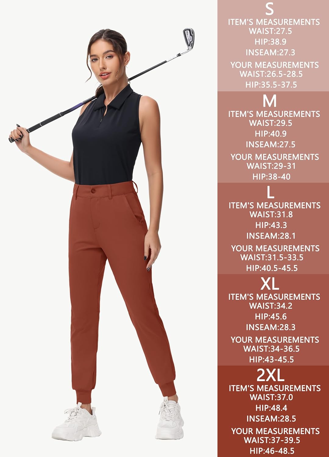 MIVEI Women's Stretch Golf Joggers Pants - Tapered Athletic Casual Work Dress Travel Sweatpants with Zipper Pockets UP50