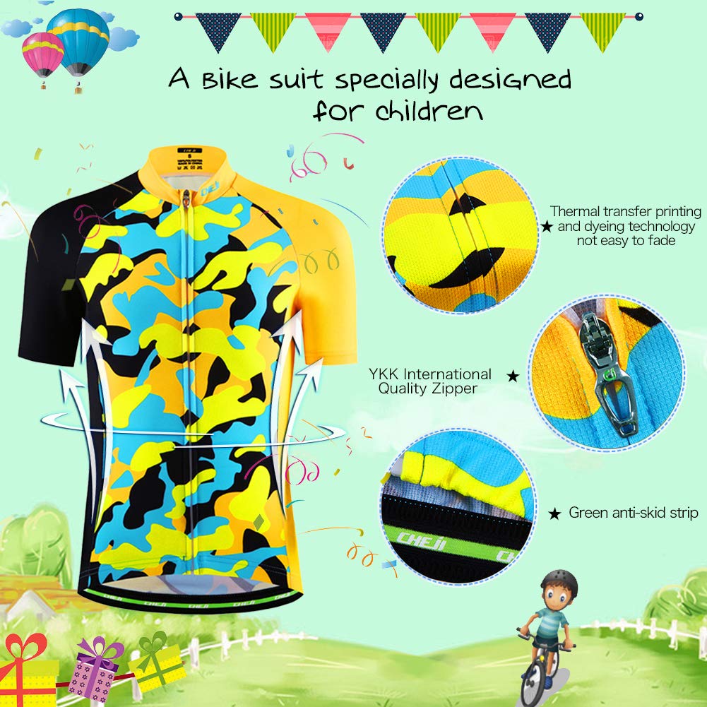 Jersey Maillot de Cyclisme Manches Courtes + Cuissard pour Enfant Gaçon Fille