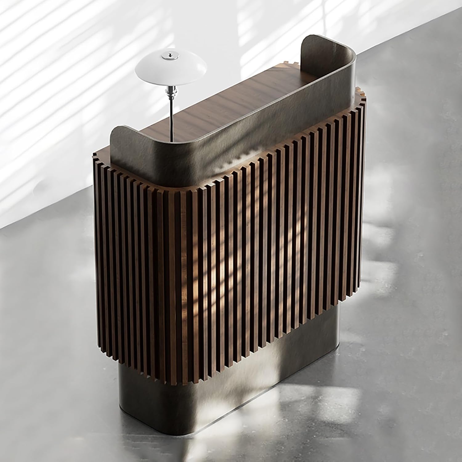 Modern Reception Desk, Reception Desk with Storage Shelves, Reception Table with Private Panels, for Salon Reception Room Checkout Office