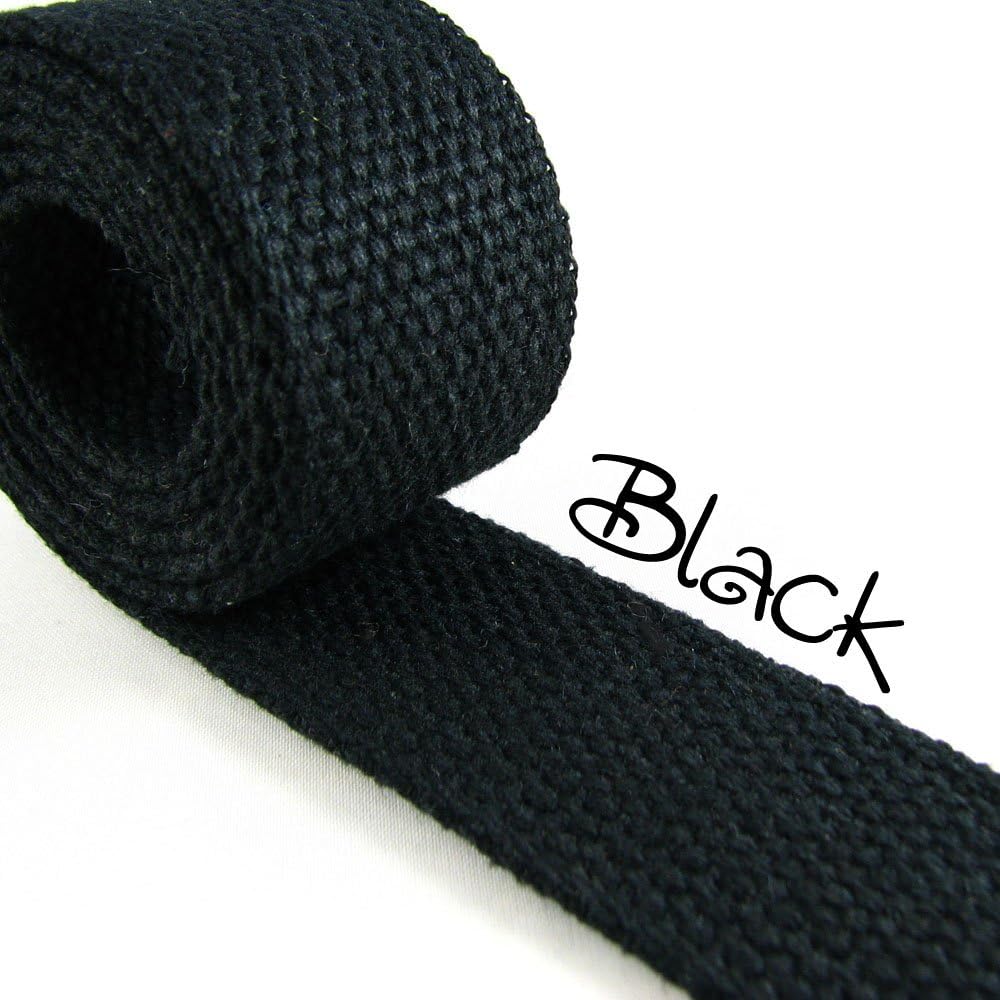 Black - Heavy Canvas Webbing Roll 1.25" for Key Fobs, Purse Straps, Belting (5 Yard Roll)