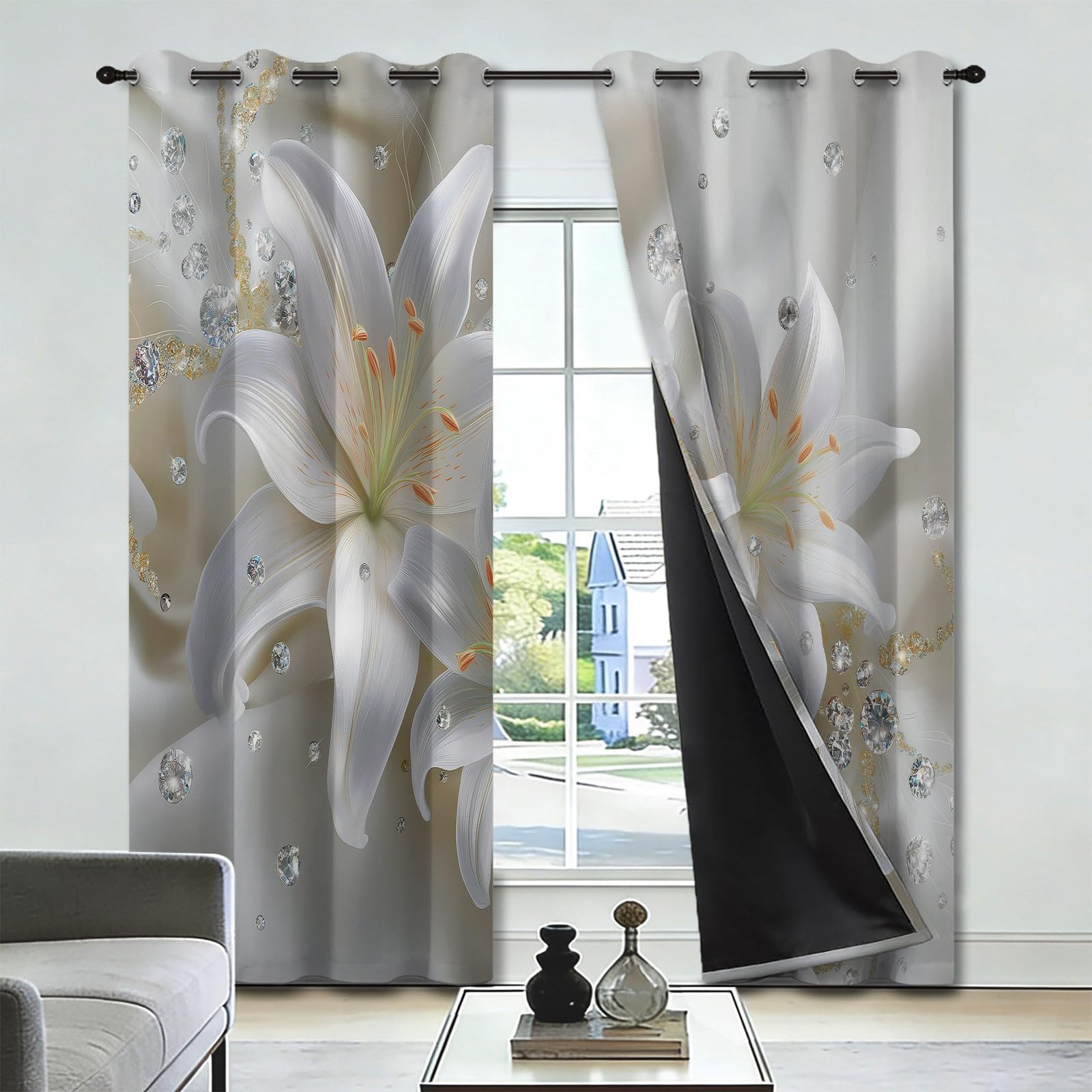 Rideau Occultant Moderne Élégant Chambre Salon, Lot de 2 (140L x 245H cm)