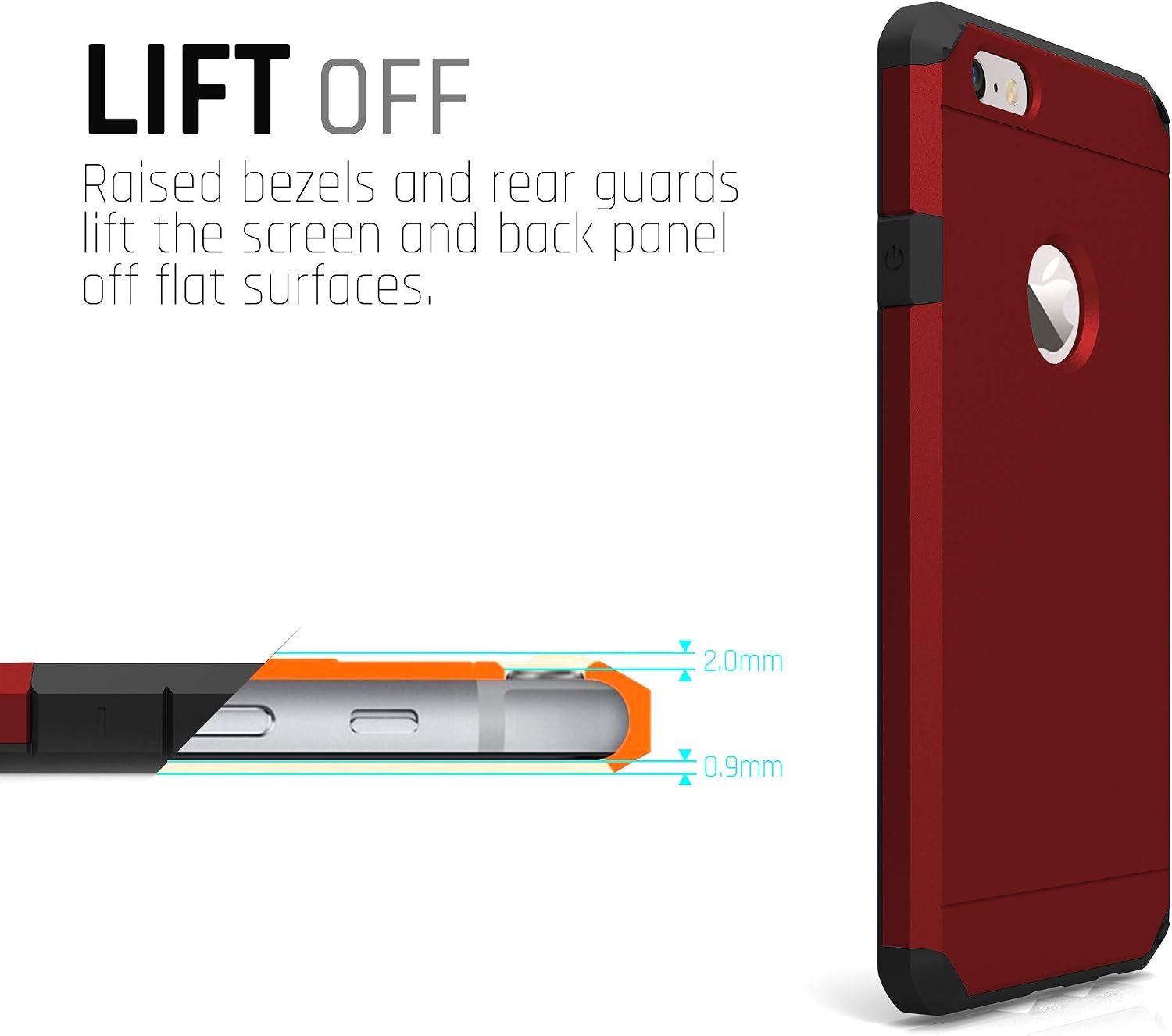 ImpactStrong iPhone 6 / 6s Case, Heavy Duty Dual Layer Protection Cover Heavy Duty Case for Apple iPhone 6/6 (Deep Red)