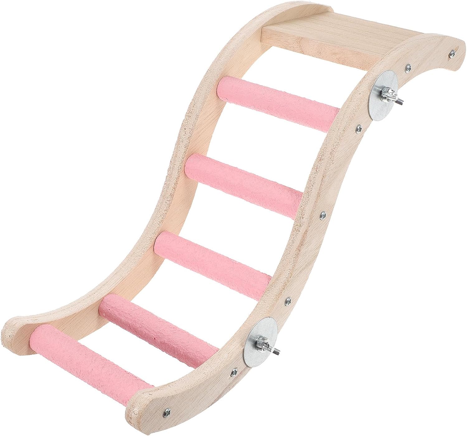 Parrot Climbing Ladder for Cage, Pink Wooden Bird Ladder Plaything with Chewing Feature, Indoor Budgerigar Climbing Accessory for Pet Birds