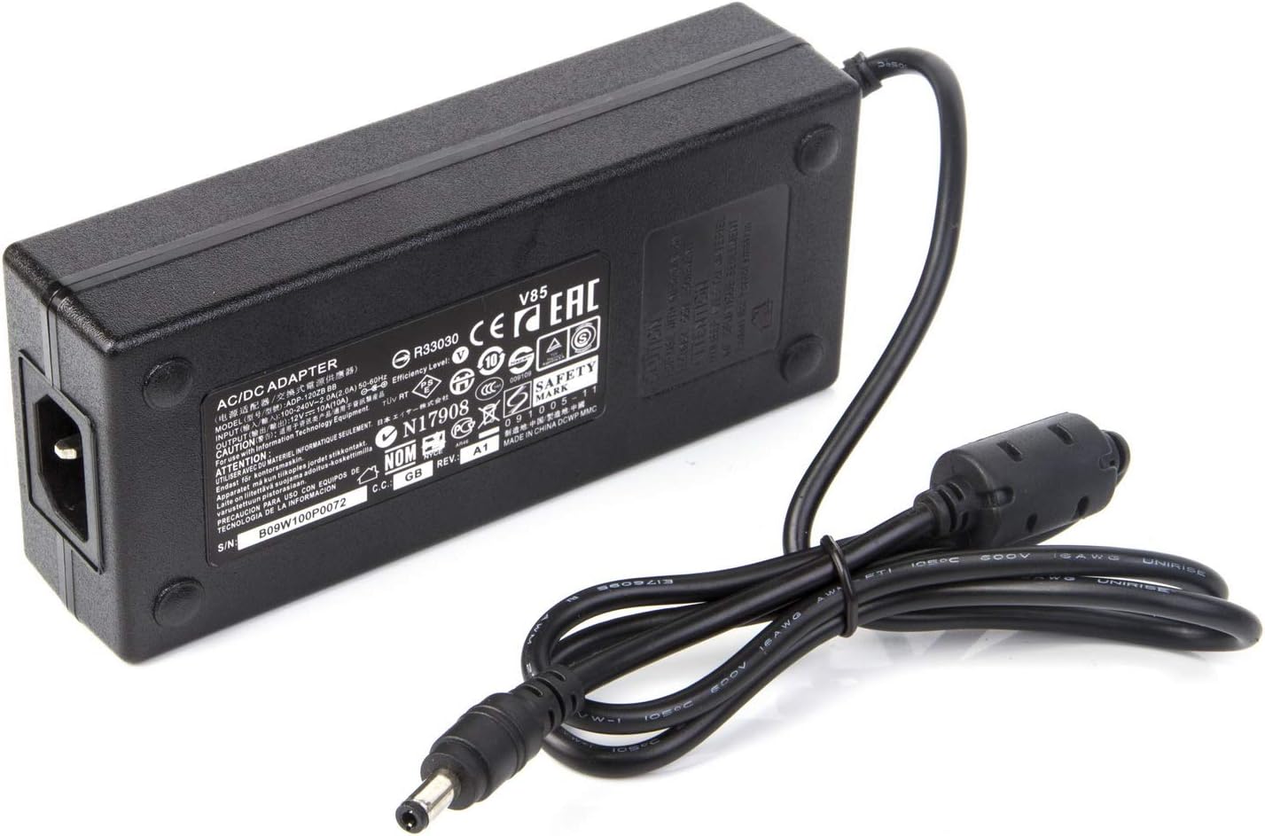 12V 10A 120W DC Power Supply Adapter 100V~240V AC to DC Converter 12 Volt 10 Amp Transformer 5.5x2.5mm Tip for 5050 3528 LED Strip Light 3D Printer LED Driver CCTV Security System LCD Monitor