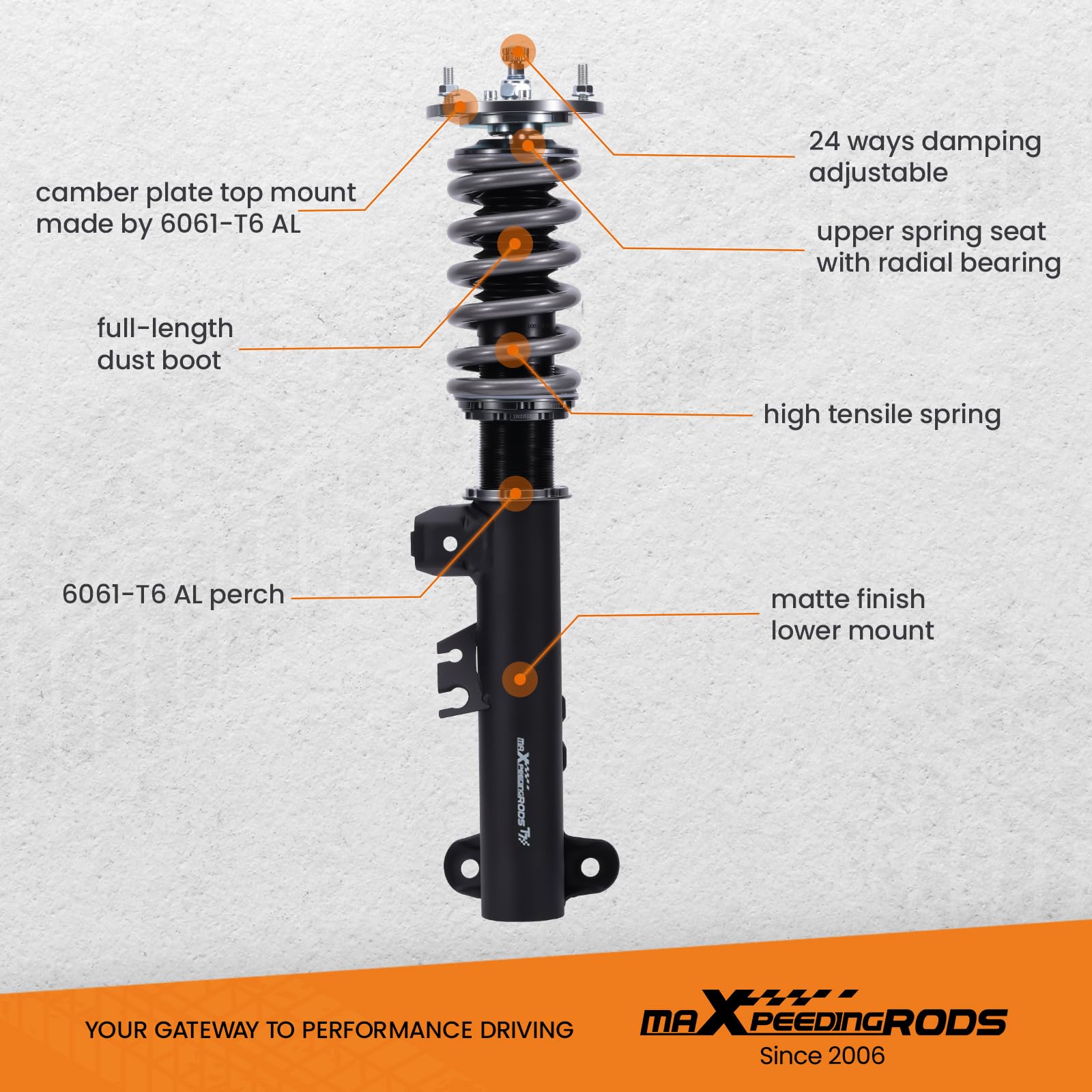 maXpeedingrods Ammortizzatori Assetto a Ghiera Regolabile per BMW E36 Touring Coupe Cabriolet