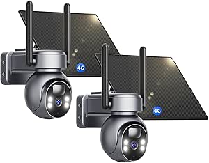 LIWAN 4G LTE Cellular Security Camera Wireless Outdoor, Solar No WiFi Security Camera, 360° Full Cover, 2K Color Night Vision, 2 Way Talk, PIR Motion Sensor, Built-in SIM Card, 2 Pack asin的图片