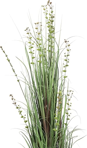 Miniatura 2 de Vickerman Everyday - Hierba verde artificial de 60 pulgadas y eucalipto con maceta de plástico negro, decoración de plantas de césped sintético,