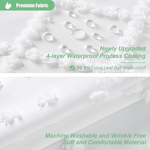 Miniatura 2 de Dynamene Cortina de ducha de 78 pulgadas de largo, cortinas de ducha bohemias geométricas a rayas para decoración de baño, juego de cortina de ducha