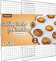Briout Cooling Racks for Baking 2-Pack, 16x10 Inch Oven-Safe Stainless Steel Cookie Racks for Roasting, Grilling, Fits Half Sheet Pan