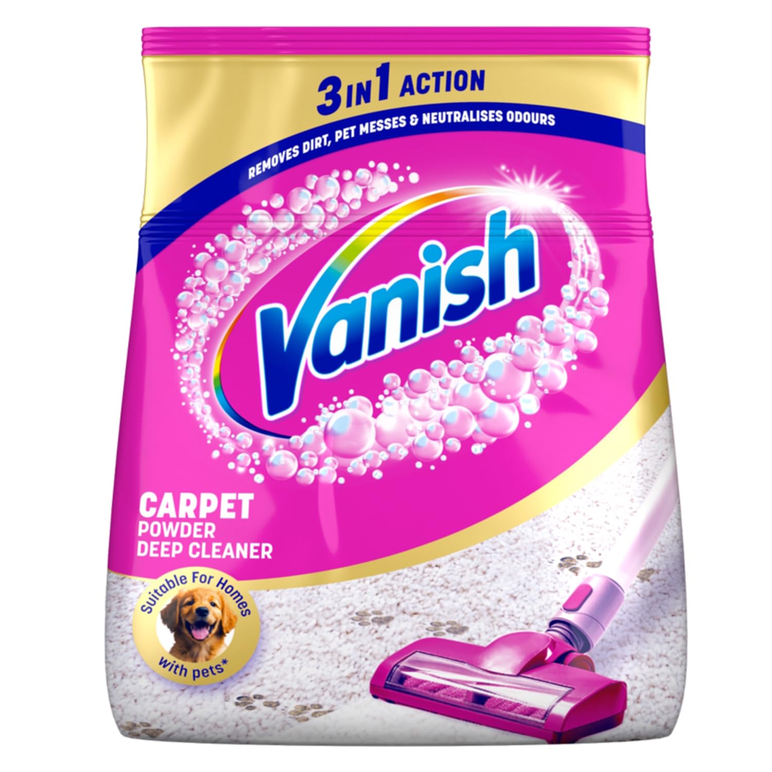Vanish Carpet Cleaner, Oxy Action Powder for Large Area Cleaning, Removes 5X More Dirt, 650g
