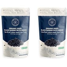 Holistic Corner Organic SunDried Black Raisins with Seeds No Added Sugar, PreservativesFree Premium Healthy Snack 100g | 0.22lbs | 3.5oz, Pack of 2