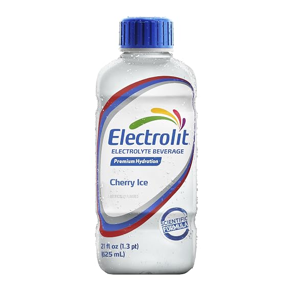 Electrolit, Electrolyte Beverage, Cherry Ice, 21 Fl Oz (12 Pack) | Hydration Sports Drinks with Electrolytes, Magnesium, Calcium & Potassium, Recovery Drink for Post Workout