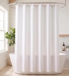 Premium Jacquard Leaf Fabric Shower Curtain Set - Waterproof, No Liner Needed - Heavy Duty Bathroom Bath Curtain with Weighted Hem & 12 Rust-Proof Roller Hooks, 72 x 72 Inches, Beige