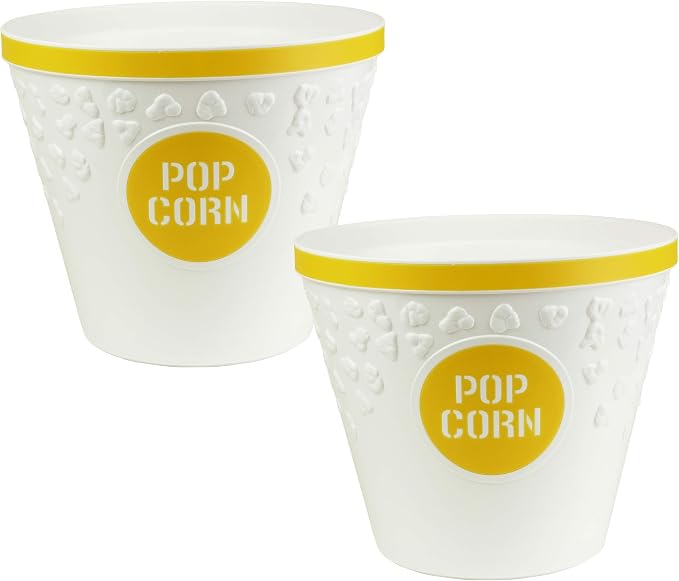 Hutzler Popcorn Buckets, set of 2, yellow