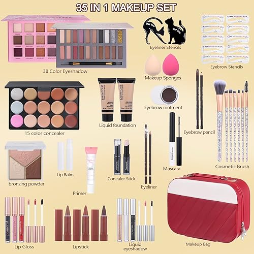 Miniatura 2 de Kit de maquillaje para mujeres y niñas, juego de maquillaje para adolescentes principiantes, kit de maquillaje completo con bolsa de transporte de
