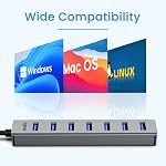 atolla USB hub 3.0, 3.3Ft Aluminum 7-Port USB hub, USB Splitter with 5V 3A Type-C Port, Suitable for PC, Laptop, MacBook Pro, etc.