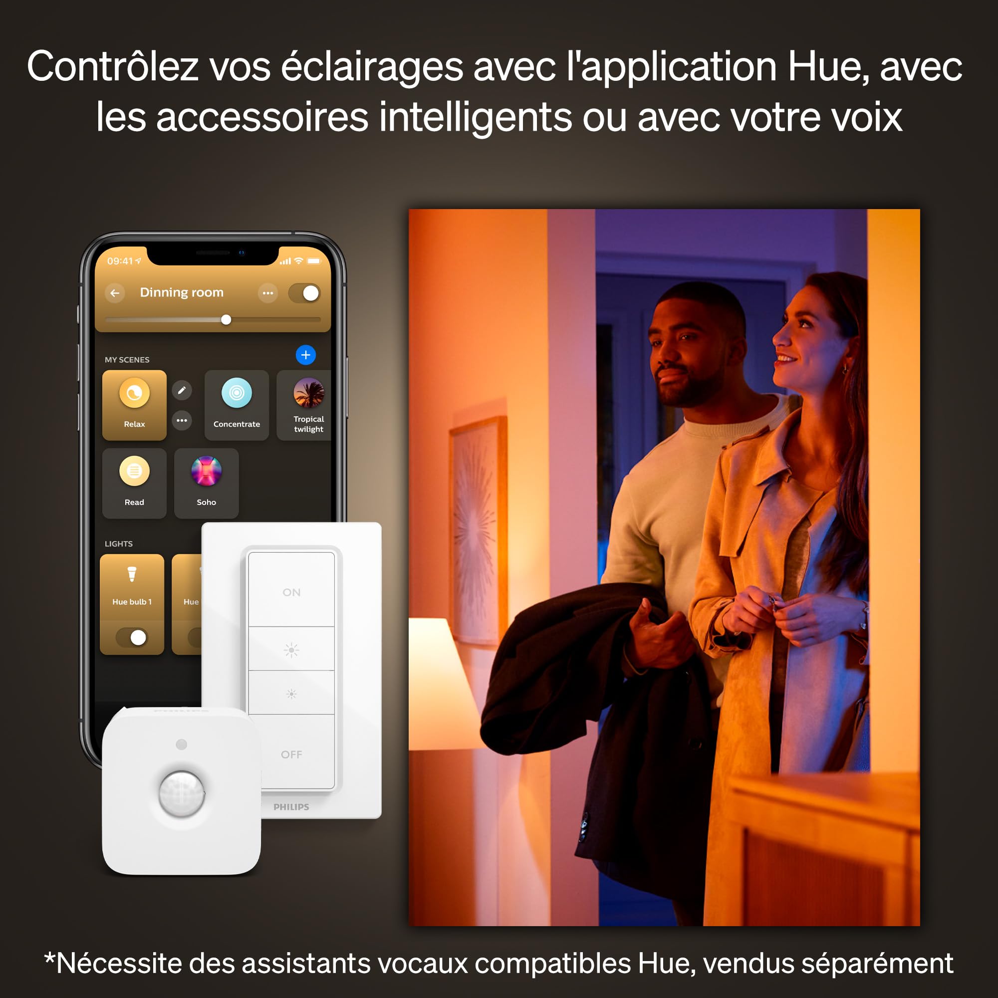 Philips Hue White&Color Ambiance, Spot Encastré Xamento, Pack de 1, Blanc