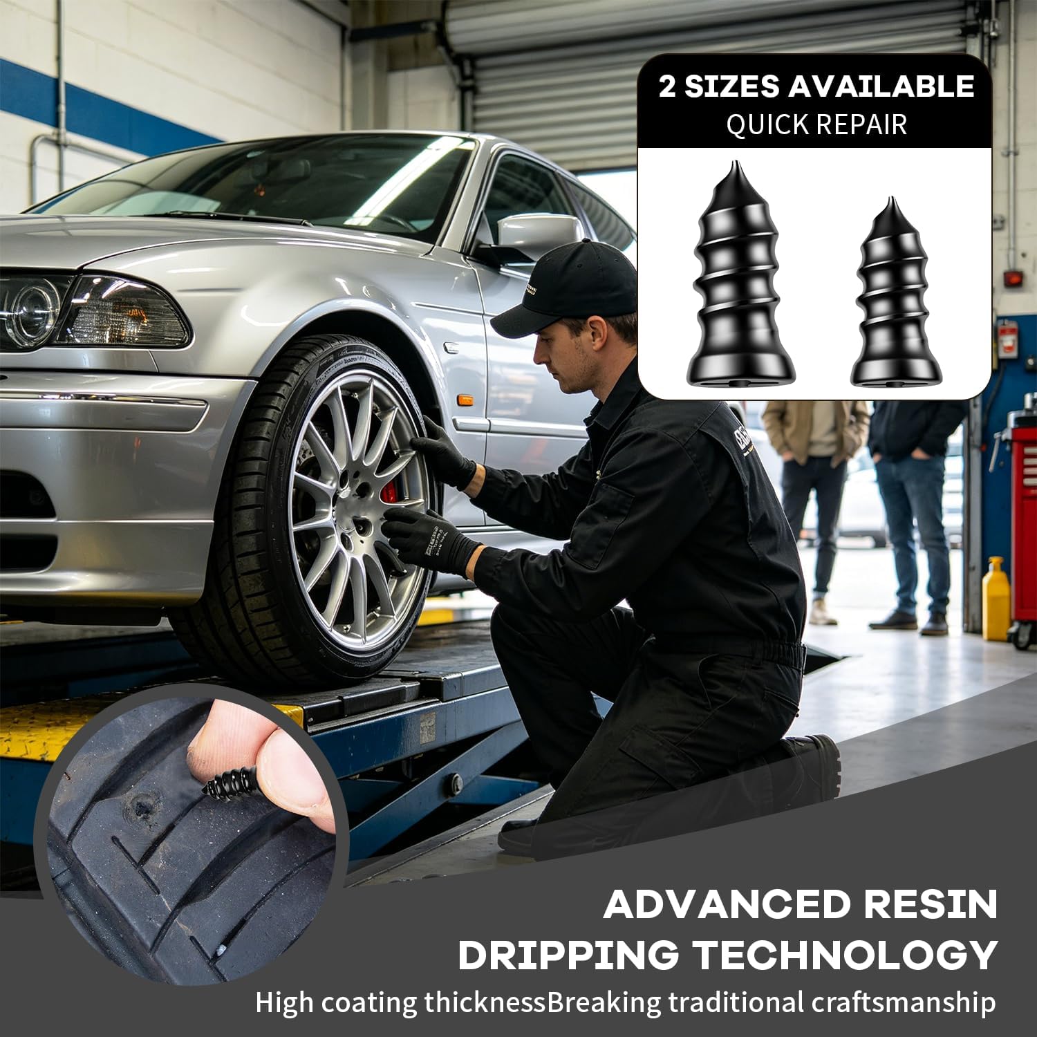 100PCS Tire Repair Rubber Nail Kit.tire sidewall Repair kit,No Tire Removal Needed,Patch Plug Tools & Portable Storage Bag.Fast Self-Service Tool for Car, Motorcycle,Tractor Tire Puncture Repair
