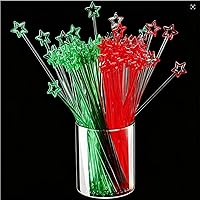 Vista 8 de Mudder 100 Piezas Palitos Agitadores de Navidad de 9.1 Pulgadas, Agitadores de Cóctel de Plástico para Bar, Plástico Desechable con Estrella