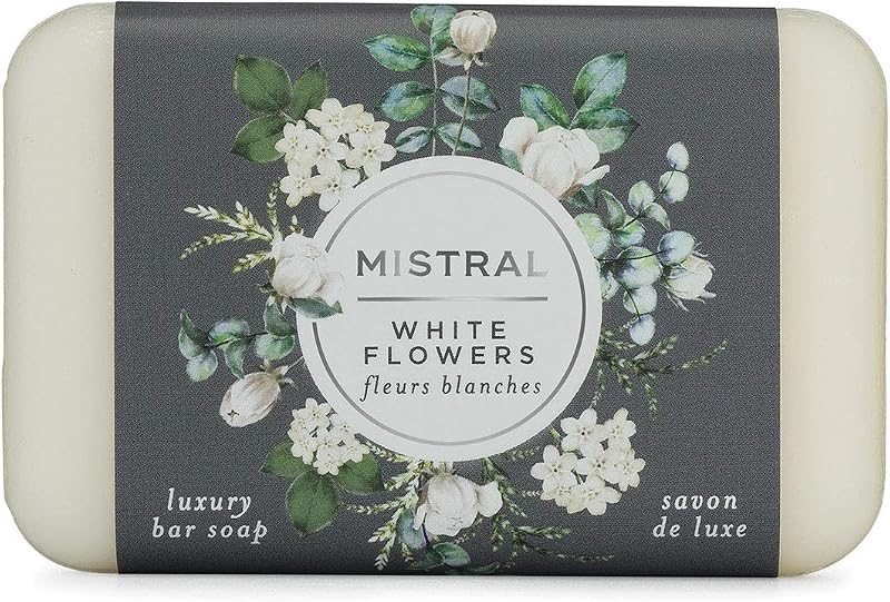 Sabonete em barra Mistral White Flowers, processo triplo, 2 unidades de 198 g