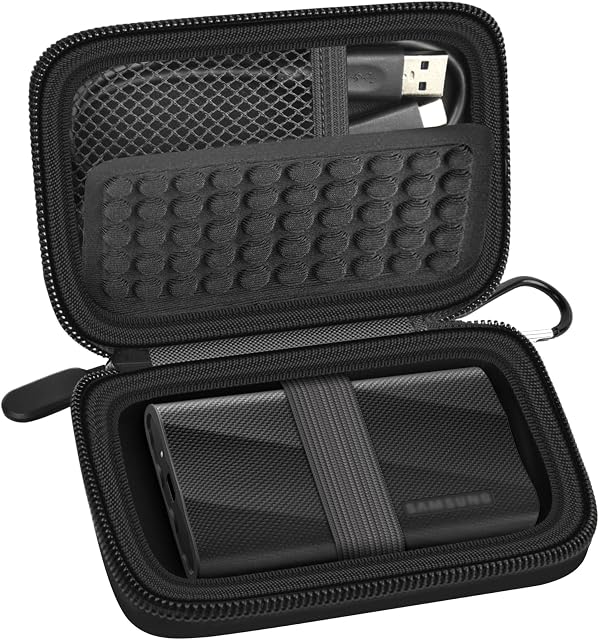 Case Compatible with Samsung T9/ T7/ T7 Shield Portable SSD 1TB 2TB 4TB External Hard Drive, Storage Travel Carrying Holder Organizer for Solid State Drives & USB Cable (Box Only)