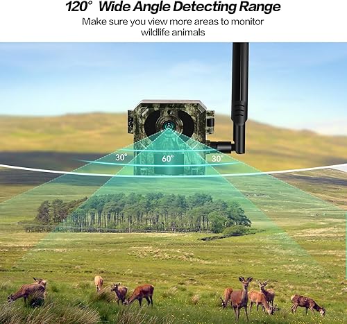 Miniatura 8 de REENEO Cámaras de rastreo celular, cámara solar de rastreo celular de 2.5K 4G, incluye tarjeta SIM y 64 GB, cámaras de juego con visión nocturna