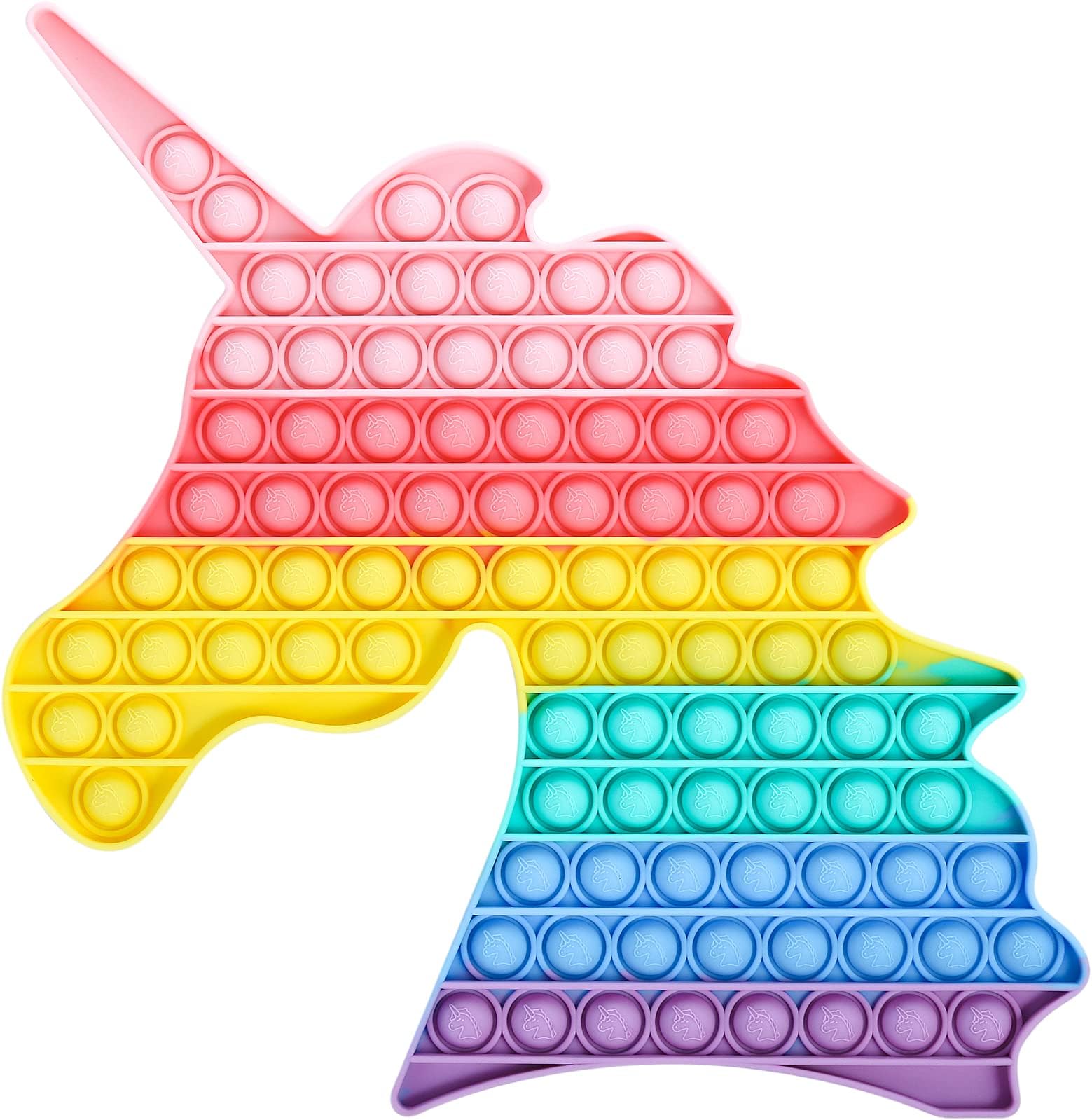 1-Pack Big Large Pop Unicorn Fidget Toy Easter Gifts for Girls Kids, Jumbo Mega Poppers Push Bubbles Pink Rainbow, Giant Classroon Party Game Educational Toy Keep Busy and Focus