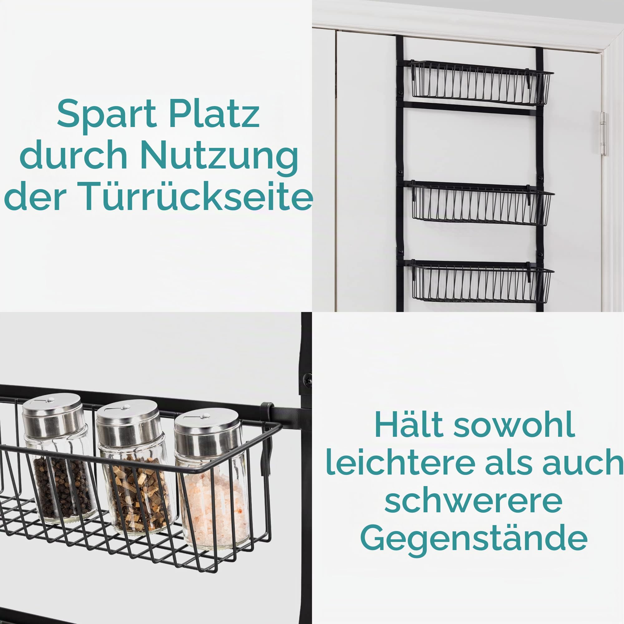 Navaris Gewürzregal für die Tür - Türregal für Gewürze - Gewürzhalter Gewürz Regal an der Tür hängend