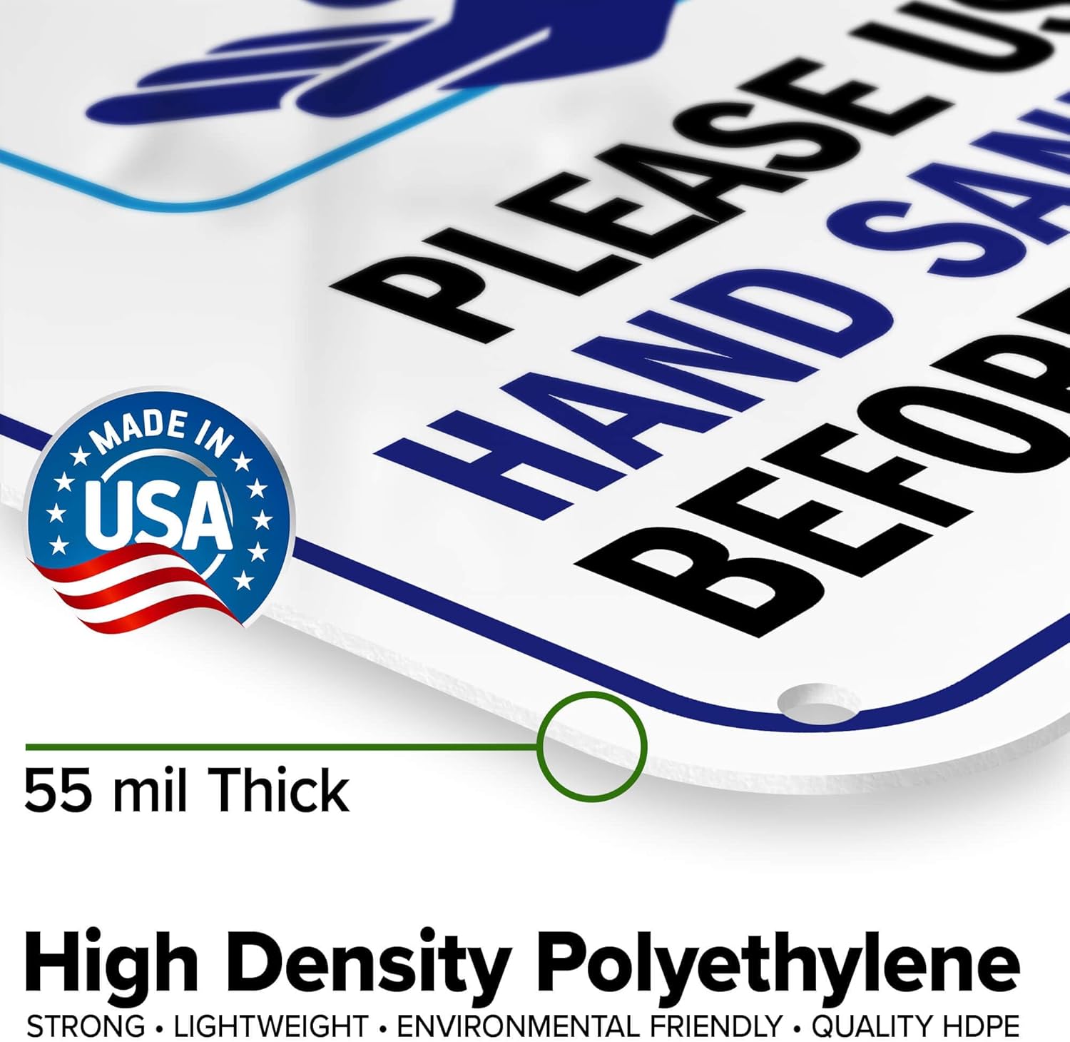 Please Use Hand Sanitizer Before Entering Sign, 12"x18" Polyethylene, Indoor/Outdoor Use, USA MADE By My Sign Center