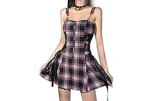 Womens Kawaii Punk Gothic Mini Dress in Plaid