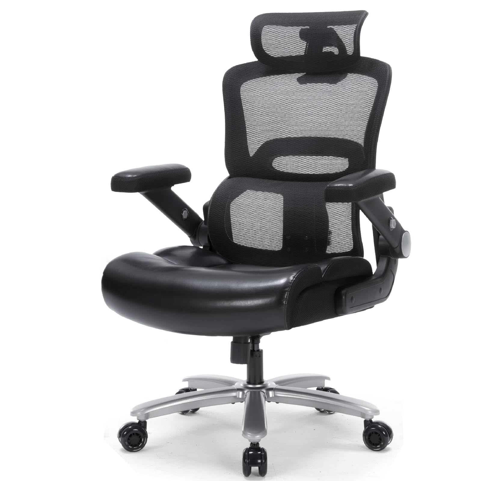 Big and Tall Office Chair 500lbs Heavy Duty Computer Desk Chair with Lumbar Support, Ergonomic Executive Office Chair with 3D Armrest and Wide Comfy