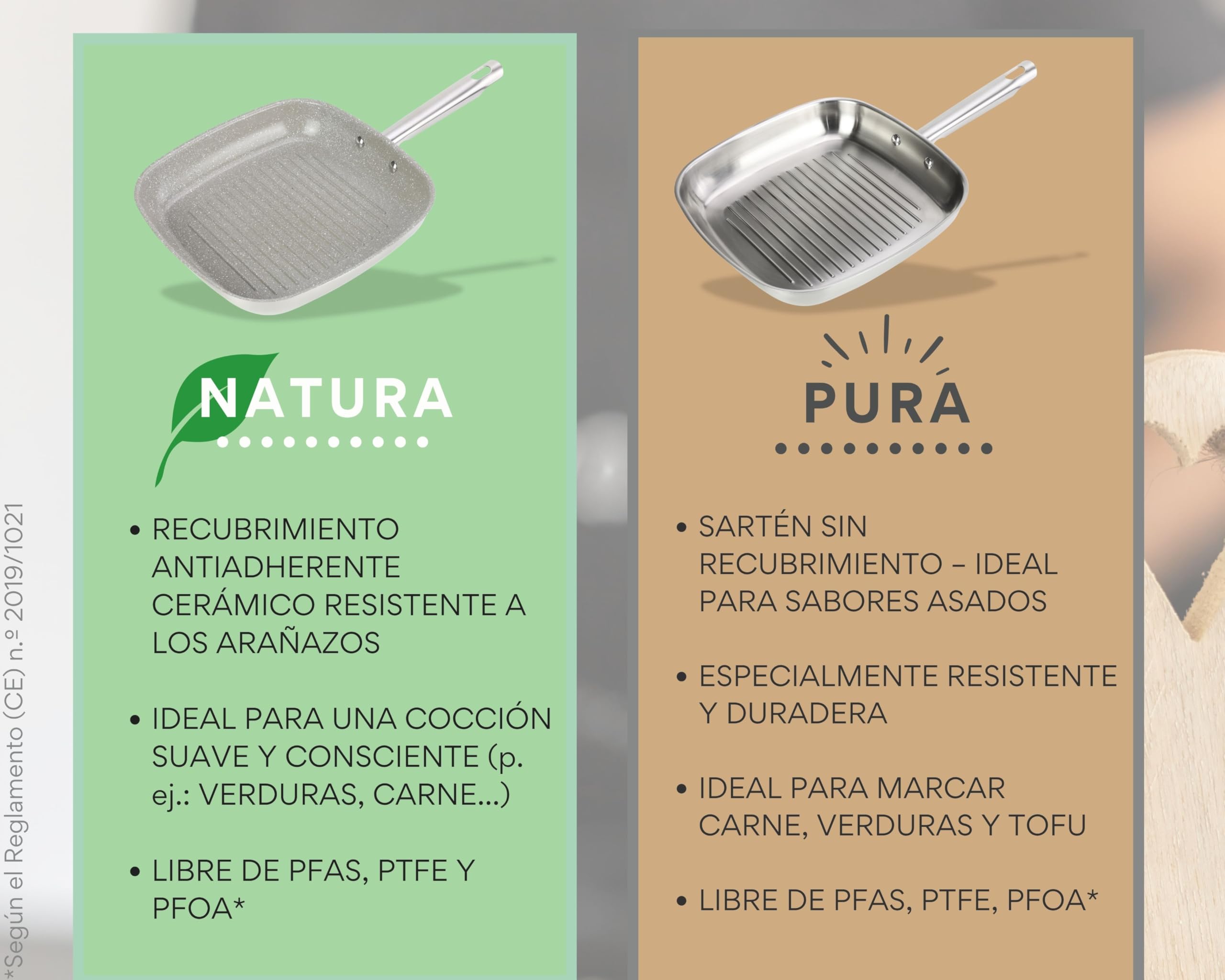 DIVORY Sartén Grill 28 x 28 cm, Sartén para Carne de Acero Inoxidable sin Revestimiento - Inducción, Apta para Horno y Todo Tipo de Cocinas, Sin PTFE ni PFOA (PURA, 28 cm)