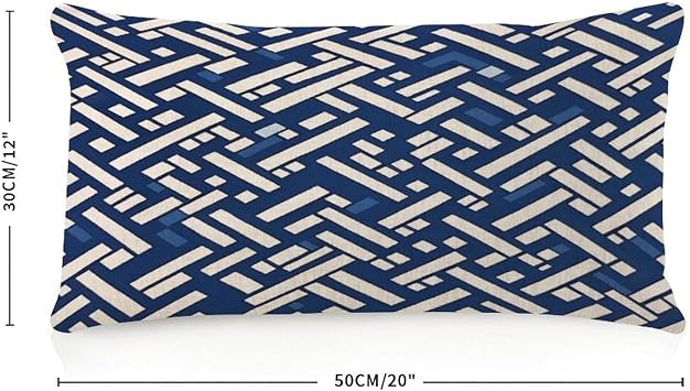 Rustic Body Pillow Case Cover with Zipper 12x20in Navy Lacefield Trellis Print Blue Decorations Body Pillow Protector Geometric Boho Ethnic Throw Pillow Case for Porch Bedroom Hotel