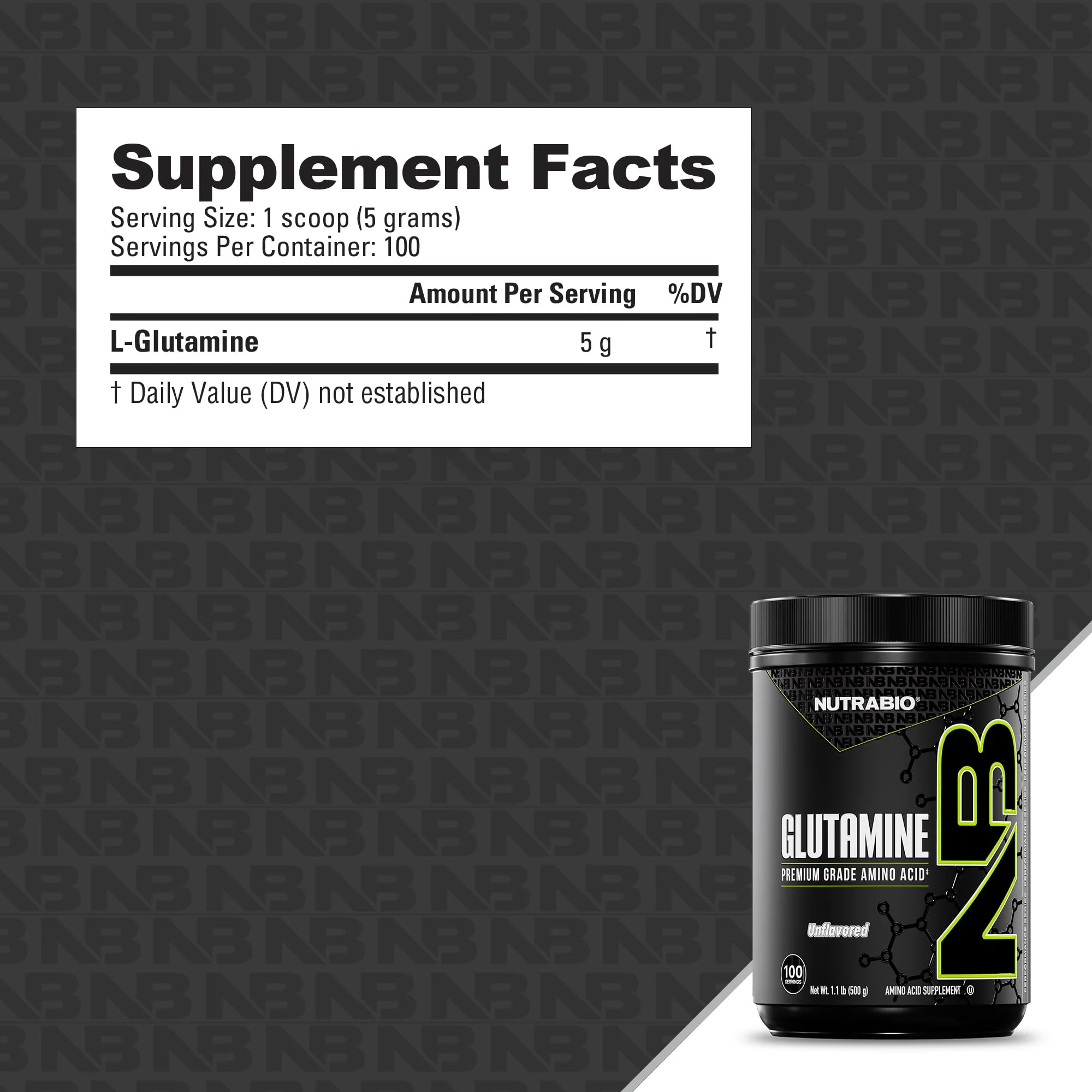 NutraBio Pure L-Glutamine Powder, 100 Servings L-Glutamine Supplement, Amino Acid, Pure Grade, Glutamina, Absolutely no Additives, Fillers or Excipients, Muscle Recovery Supplement - (500 Grams) — Amazon image 2