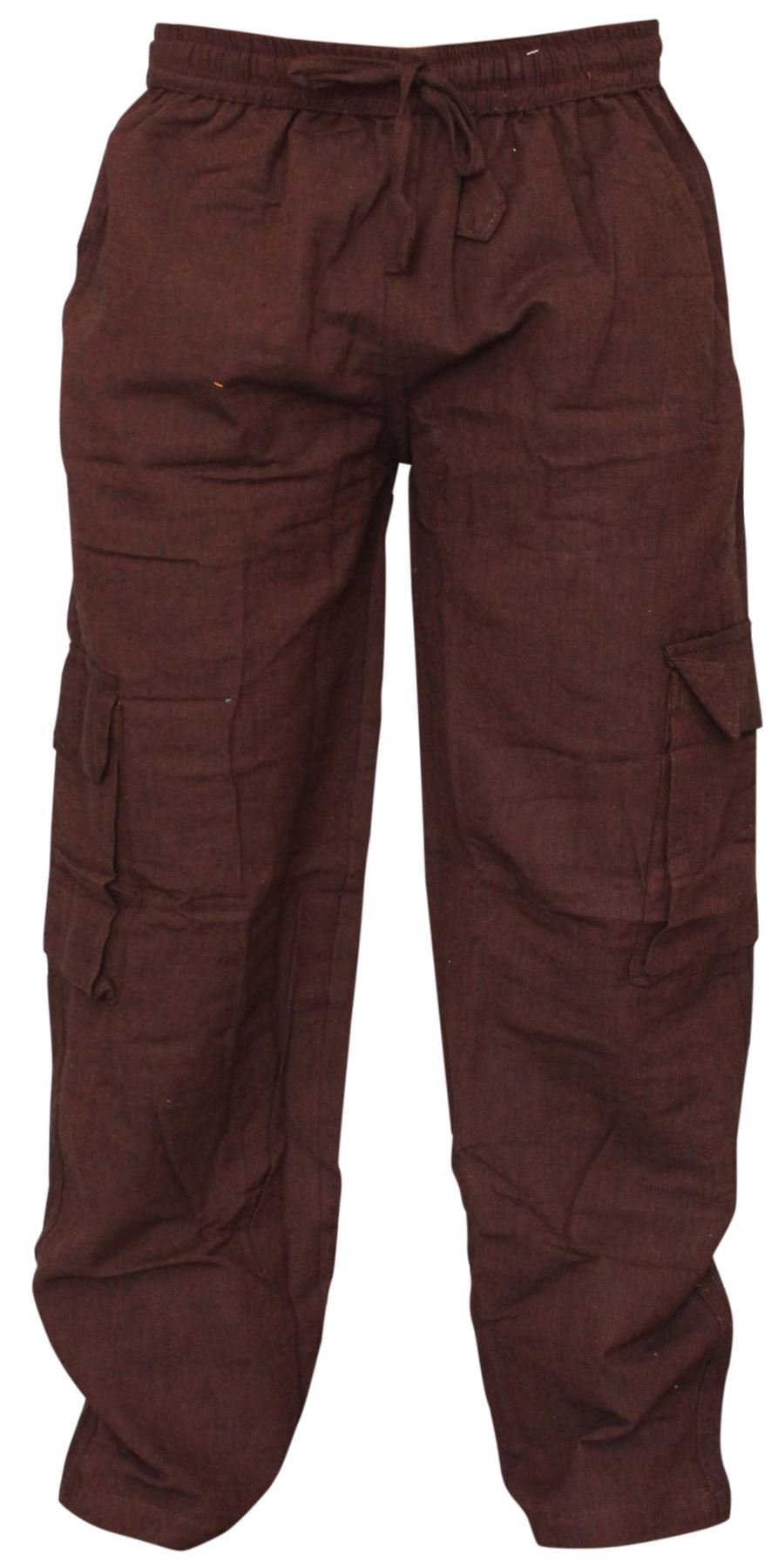 Shopoholic Fashion Men's Brown Plain Hemp Hippie Combat Trousers(3Xl,)