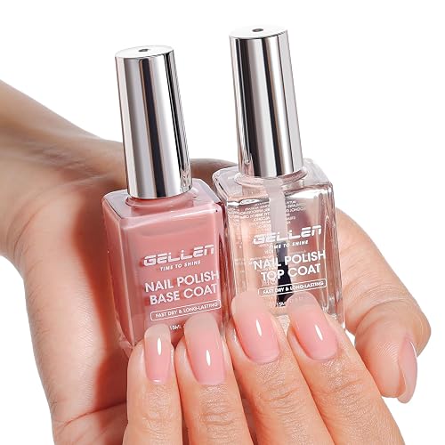 GELLEN Clear Nail Polish Base Top Coat, Sheer Natural Pink Tinted Base Coat