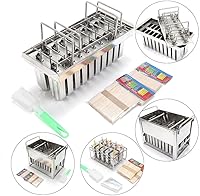 Vista 9 de Kit de moldes de paletas de hielo de acero inoxidable, moldes de acero inoxidable, soporte para palitos de helado de paletas de hielo + cepillo