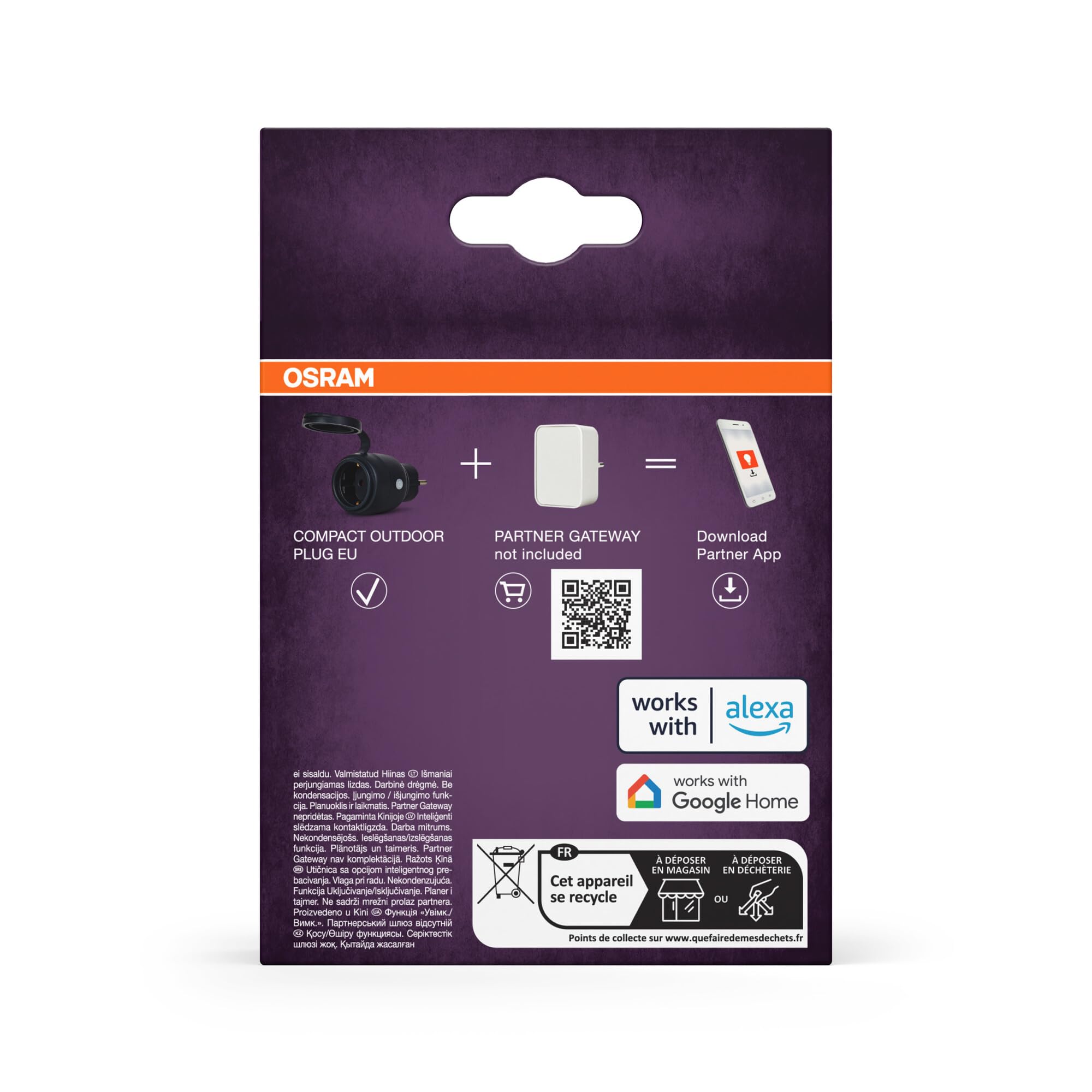 OSRAM SMART+ ZIGBEE Outdoor-EU-Steckdose, Außensteckdose mit Energieverbrauchskontrolle in Schwarz aus PP, IP44-Schutz, Integration von Geräten ins Smart Home