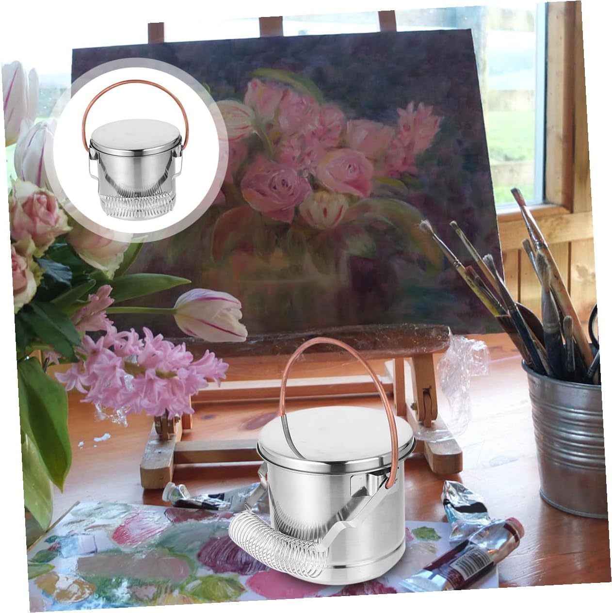 Veemoon Artist Brush Washer Stainless Steel Brush Cleaner for Painting