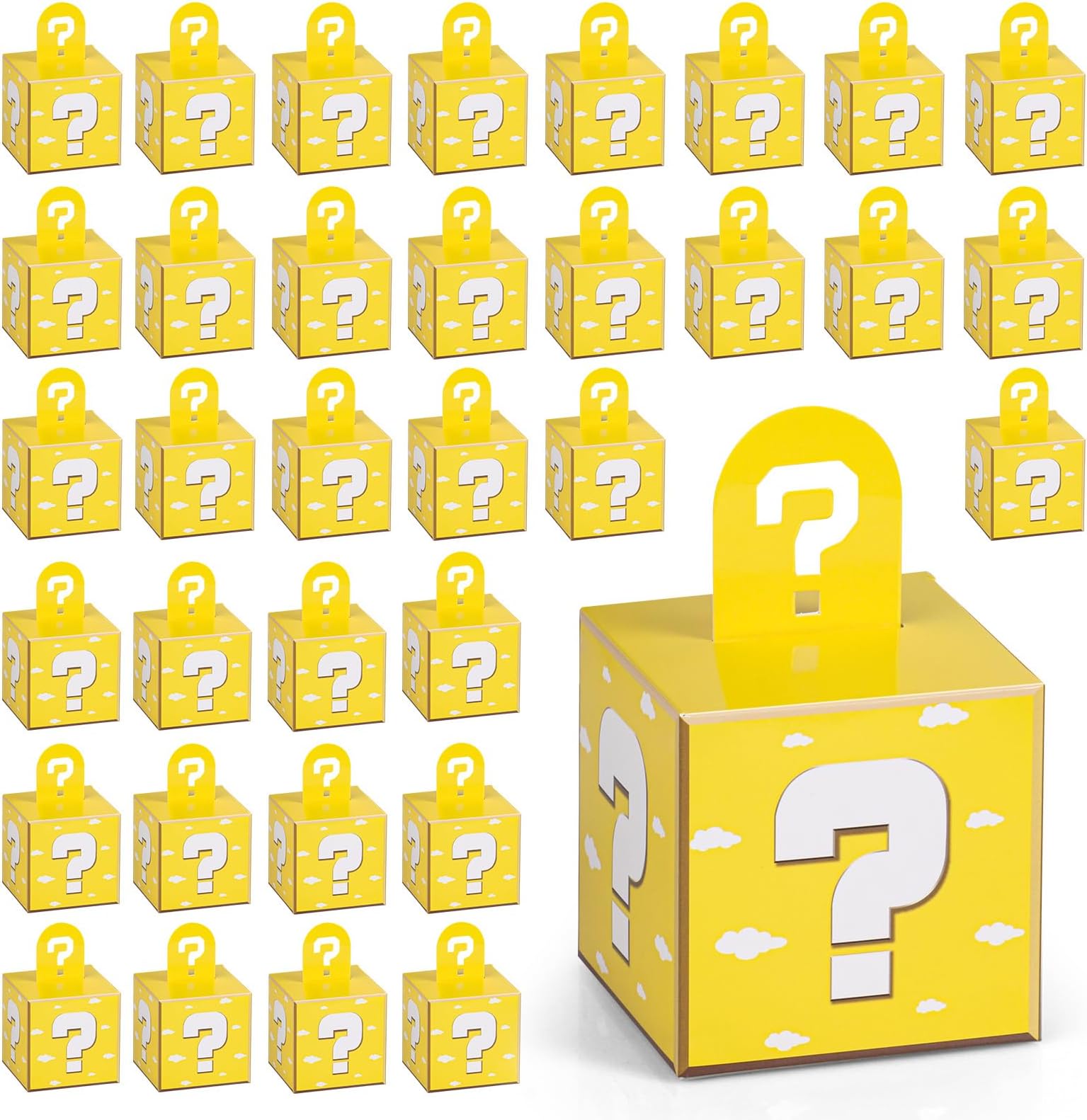 36PCS Video Games Party Gift Box 3.5inch Small Goodie Treat Boxes Yellow Candy Boxes for Gift Video Games Theme Birthday Party Decorations Supplies
