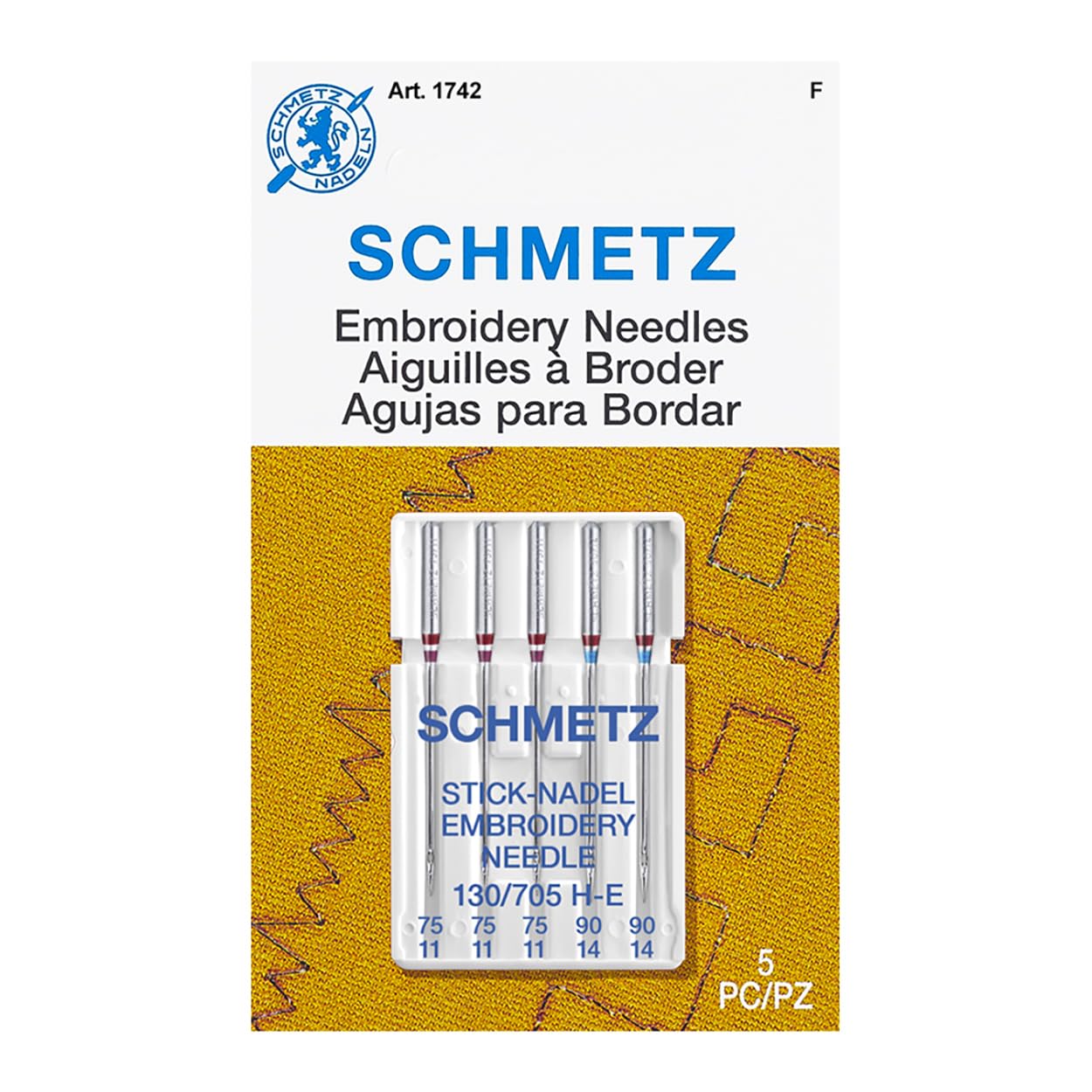 Schmetz Silver Machine Embroidery Needles 75/11 And 90/14