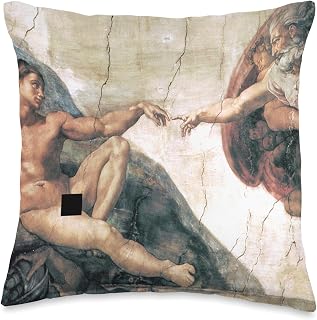The Creation Of Adam Vintage Full Painting Throw Pillow