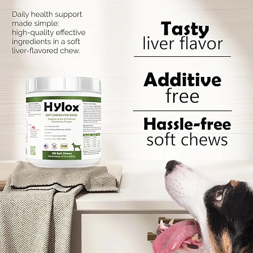 Miniatura 5 de Pet Health Solutions Hylox - Masticables suaves para perros, soporta articulaciones y cojines tejidos conectivos, glucosamina, ácido alfa